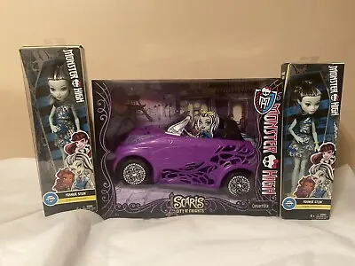 Monster High Scaris City Of Frights Convertible Car & 2 Frankie Stein Dolls NEW • $99