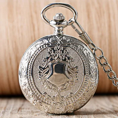 Silver Skeleton Steampunk Mechanical Pocket Watch With Chain Relojes De Bolsillo • $18.61