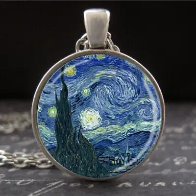 Starry Night Vincent Van Gogh Miniature Framed Art Print Necklace Artistic Gifts • $25