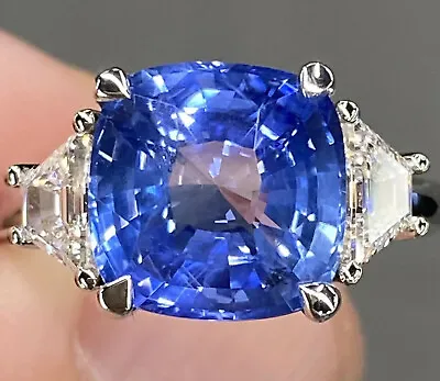 $21.41 • Buy GIA 6.2 Ctw Unheated Cornflower Blue Ceylon Sapphire & VVS Diamond Ring Platinum