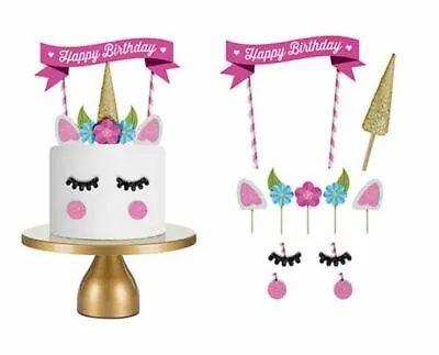 Floral Unicorn Cake Toppers Birthday Party Decoration • $6.15
