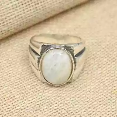 Popular Rainbow Moonstone Handmade 925 Silver Perfect Men's Ring All Size D04 • $16.88