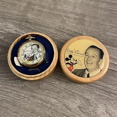 Walt Disney Signature Timepiece Pocket Watch In Wooden Box RARE • $99