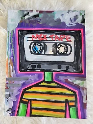 Matt Scalf 18x24 Abstract Graffiti Cassette Tape Street Art ORIGINAL PAINTING • $189