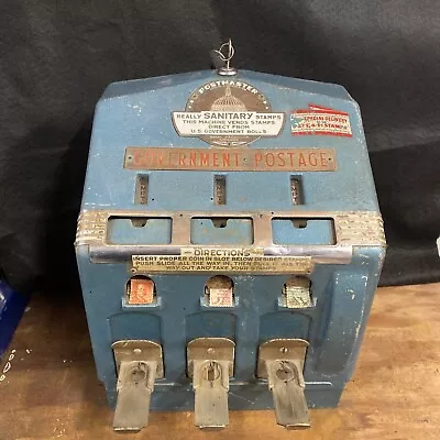 VINTAGE Postmaster Government Postage Stamp Machine Really Sanitary Stamps W/key • $450