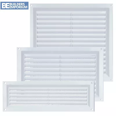 Plastic Louvre Air Vent Cover White With Fly Mesh Used For Ventilation • £3.59