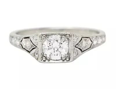 Tiffany & Co. Art Deco European Diamond Platinum Scroll Antique Engagement Ring • $6500