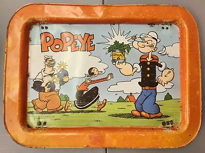 1979 Popeye Olive Oyl Brutus VTG Folding Metal TV Dinner Lap Tray King Features • $24.99