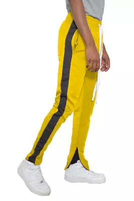 Mens Track Pants Jogger Sweatpants Side Ankle Zip Hipster Long Drawstring Urban • $28