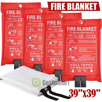 LOT 39''x39'' LARGE Fire Blankets Fibergla For Home Kitchen Office Car Emergency • $24.49