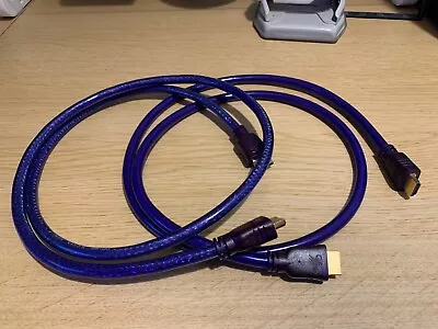 2 X QED QUNEX HDMI-P  Performance Cable X 1 Metre Blue / Purple Ver. 1.4b - Used • £16