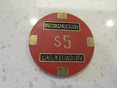 $5 NEVADA CLUB Casino Las Vegas Red & BRASS + FREE Mystery Bonus Poker Chip  • $7.15