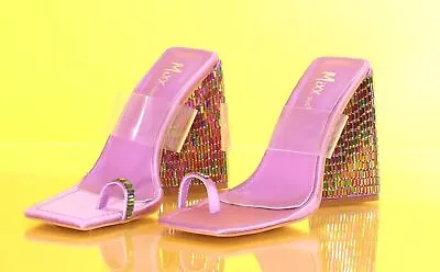 Mixx Shuz Women's Sz 8.5 Clear Strap Platform Sandals Strap Thong Slipper Shoes • $39