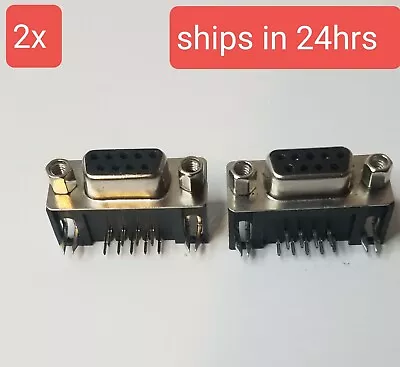 2x DB9 D-SUB 9-Pin Female Assembly Right Angle PCB Solder Type Connector DB 9 • $6.99