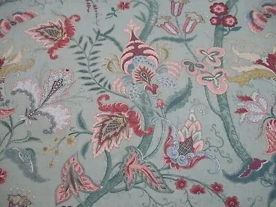 Wesley Barrell Curtain/Uph Fabric 'TREE OF LIFE' 3.5 METRES Duck Egg Linen Twill • £67.49