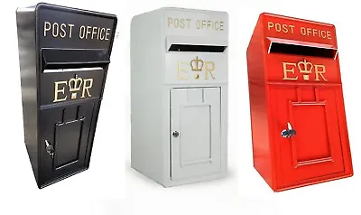 Post Box Letterbox Replica ER Lockable Front Door Cast  Post Office Mail Box • £89.99