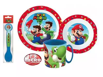£11.49 • Buy Super Mario Childrens Kids Toddlers 5 Pc Dinner Breakfast Set Plate Bowl Mug