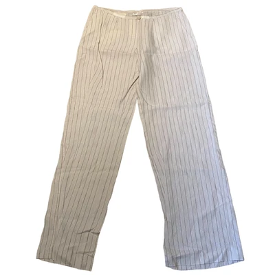 £25 • Buy Kookai Trousers Linen Wide Leg Summer White Pin Stripe FR 38 UK 8