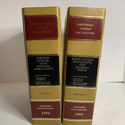 Lot Of *2* Martindale Hubbell Law Directory 1994 Volumes 8 & 13 Nice!!! • $49.54