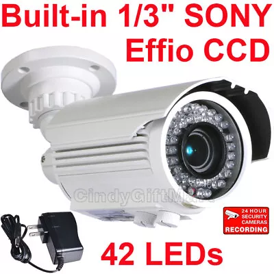 Weatherproof Security Camera 42 IR LEDs Night 4-9mm Lens With Sony Effio CCD Wg4 • $82.90