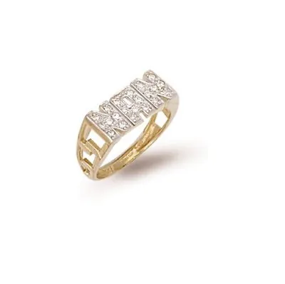 9ct Gold CZ Set NAN Ring With ID Sides  Size W & Q 1/2  AVAILABLE ONLY   NEW • £159.90