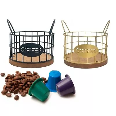 Wooden Base Coffee Pod Holder Espresso Coffee Container Fruit Storage Basket • £9.09