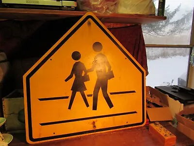 Vintage School Crossing Pedestrian Road Sign • $50