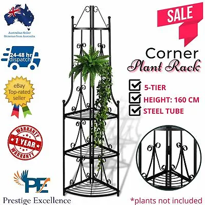 Corner Planter Shelf Stand Flower Indoor Outdoor Pots 5-Tier Metal Shelf Rack AU • $108.75