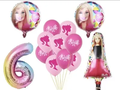 £8.99 • Buy BARBIE 6th Birthday Balloon Set Party Decorations Balloons Age 6 Girls 14 Pieces