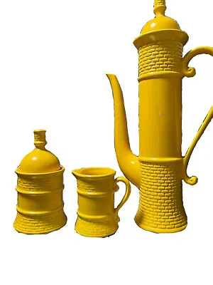 Yellow AES Japan Ceramic Medieval Moroccan Coffee Tea Set Pot Sugar Creamer • $94.95
