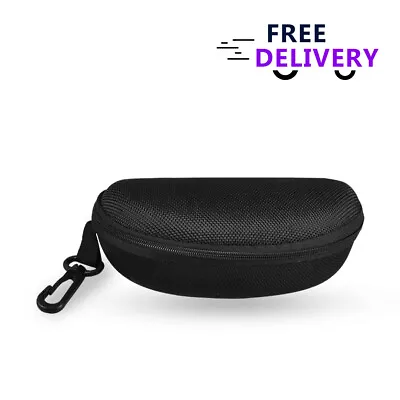 $5.99 • Buy Sunglasses Case Hard Glasses Eyeglasses Shell Large Travel Zipper Clam With Clip