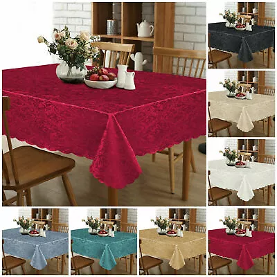 £14.65 • Buy Damask Jacquard Table Cloth Cover Rectangle & Round Napkin Table Runner Floral 