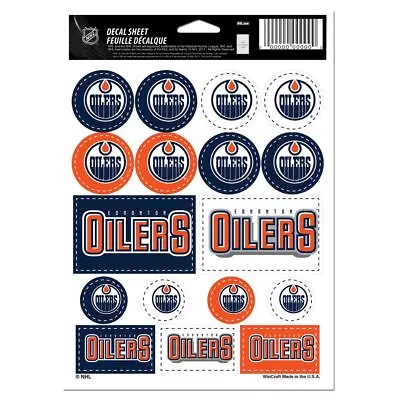 EDMONTON OILERS 5 X7  LOGO STICKER SHEET NEW WINCRAFT 🏒 • $8