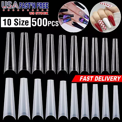 500pcs False Nail Tips DIY C Curve Half Cover Extra Long Fake Nails Finger Nails • $10.37