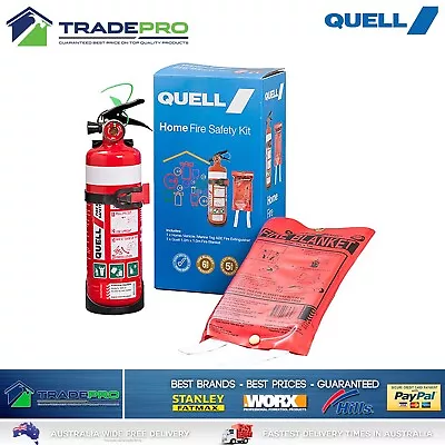 Fire Extinguisher 1kg Kit Quell Set Fire Blanket & Bracket Home Kitchen Safety • $69