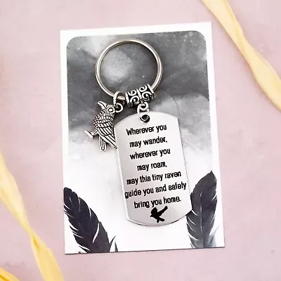 Raven Keyring Gothic Keychain Goth Bag Charm Safe Travels Bird Spirit Animal • £7.99