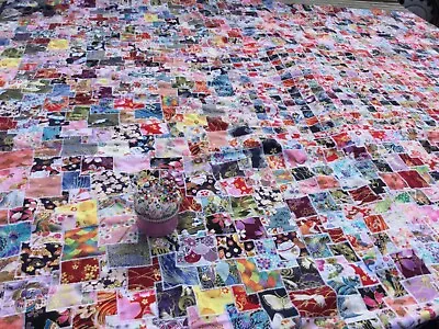 Hand Made Patchwork Quiltthrow Coverlet • £150