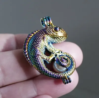 Rainbow Chameleon Charm Iguana Bead Pearl Cage Locket Pendant Bola Angel Caller • $10.49