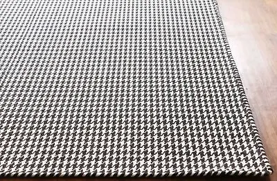 Hounds Tooth Black / White Flat Weave Handmade Kilim Durry 100% Woolen Area Rugs • $312.55