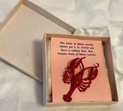 VINTAGE Brooch Pin Red Lobster MAINE Plastic ESTATE 2.75” Length Novelty NIB NEW • $17