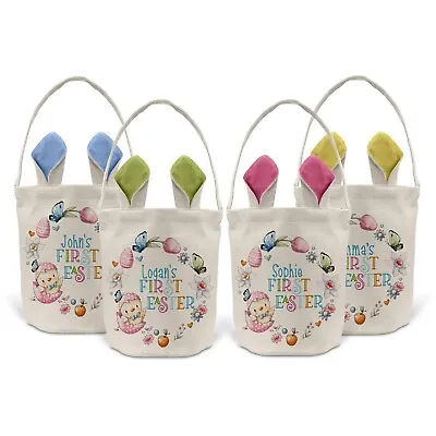 Personalised My 1st Easter Egg Hunt Tote Basket Bucket Bunny Rabbit Gift Kids  • £9.99