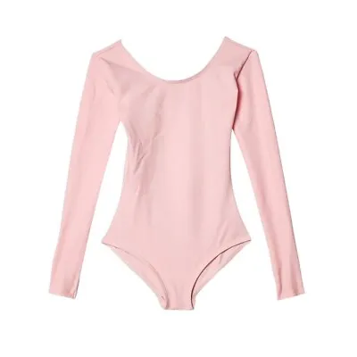 Danskin Adult Leotard Theatrical Pink Long Sleeve Scoop Neck Dance Choice S M L • $13.99