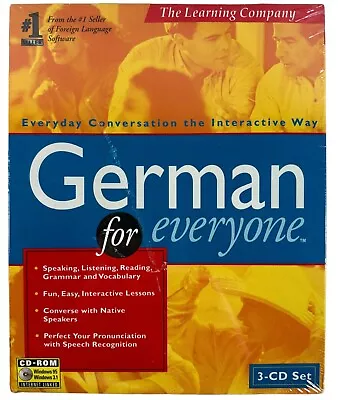 The Learning Company German For Everyone 3-Cd-Rom Set ~ NEW & FACTORY SEALED • £9.95