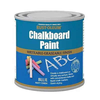 Rust-Oleum Chalkboard Paint Blue Matt 250ml Durable Quick-Drying Formulation • £8.39