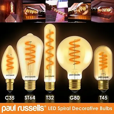 LED Retro Vintage Edison Antique Spiral Filament Decorative Light Bulbs E14 E27 • £8.99