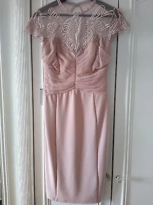 £16.99 • Buy LIPSY Dusky Pink Lace Trim  Pencil Dress Size 10 Ref Rail T