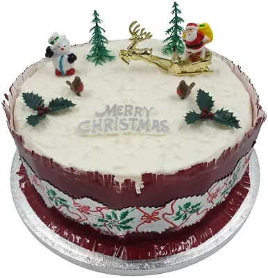 9 Piece SET Merry Christmas Cake Decorations Yule Log Cupcake Toppers  • £4.99