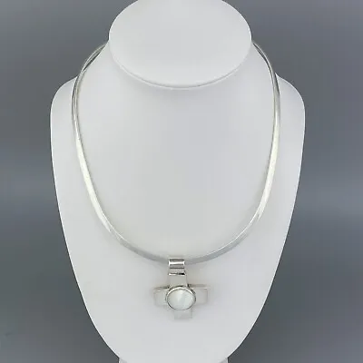 Tiger Lily Sterling Silver Mexico Cross White Selenite Pendant Necklace 17  • $170