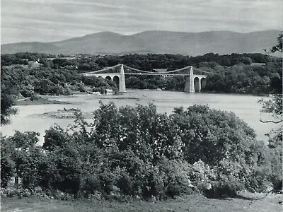 Menai Strait Suspension Bridge North Wales Vintage Picture Print 1950s • £2.99