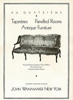 1920s BIG Original Vintage John Wanamaker NY Antique Furniture Photo Print Ad D • $34.98